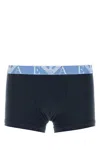 Emporio Armnai Dark Blue Stretch Cotton Boxer Set In Blue