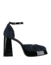 Emporio Di Pitti Woman Pumps Navy Size 8 Leather, Textile Fibers In Navy