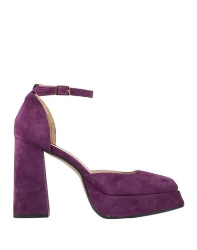 Emporio Di Pitti Woman Pumps Purple Size 7 Leather