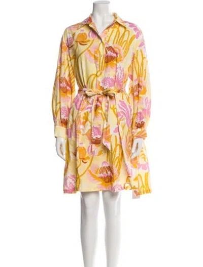 Pre-owned Emporio Sireneuse Floral Print Knee-length Dress In Yellow