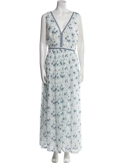 Pre-owned Emporio Sireneuse Floral Print Long Dress In Blue