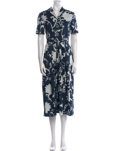 Pre-owned Emporio Sireneuse Floral Print Long Dress In Blue