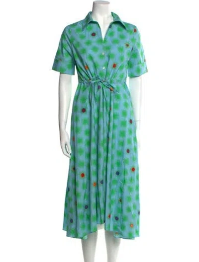 Pre-owned Emporio Sireneuse Floral Print Long Dress In Blue