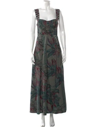 Pre-owned Emporio Sireneuse Floral Print Long Dress In Gray