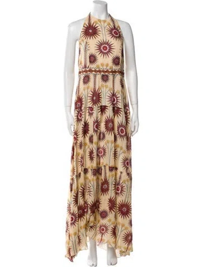 Pre-owned Emporio Sireneuse Floral Print Long Dress In Neutral
