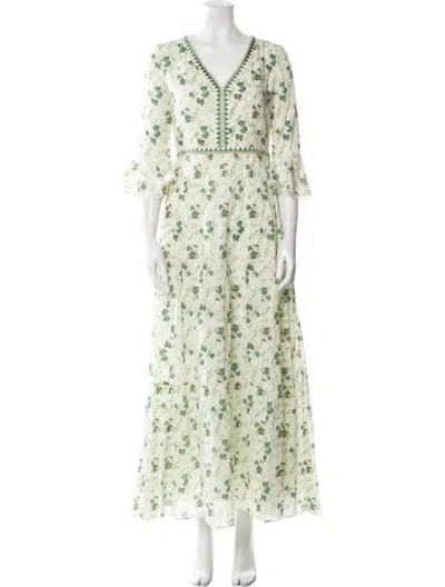 Pre-owned Emporio Sireneuse Floral Print Long Dress In Neutral