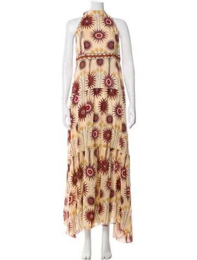 Pre-owned Emporio Sireneuse Floral Print Long Dress In Neutral