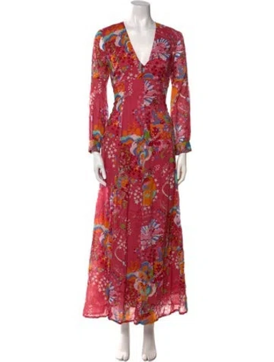 Pre-owned Emporio Sireneuse Floral Print Long Dress In Pink