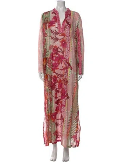 Pre-owned Emporio Sireneuse Floral Print Long Dress In Pink