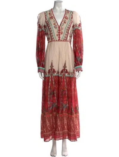 Pre-owned Emporio Sireneuse Floral Print Long Dress In Red
