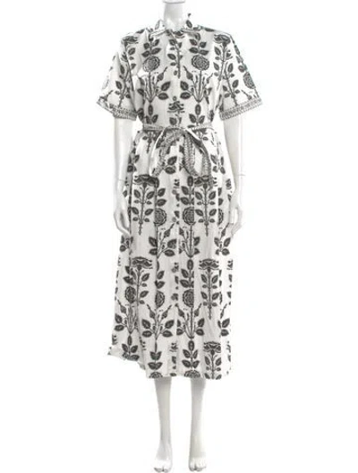 Pre-owned Emporio Sireneuse Floral Print Long Dress In White