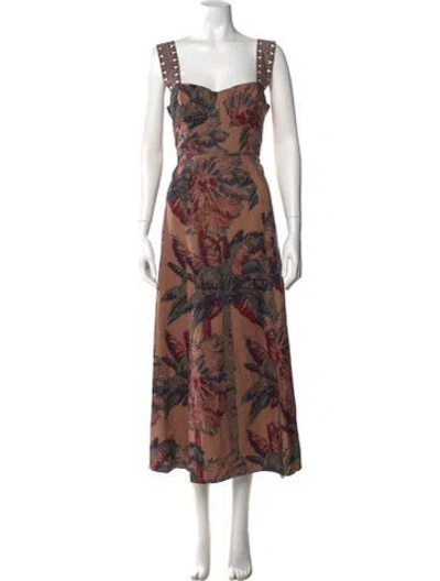 Pre-owned Emporio Sireneuse Floral Print Midi Length Dress In Red