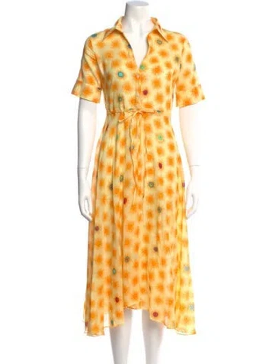 Pre-owned Emporio Sireneuse Floral Print Midi Length Dress W/ Tags In Yellow