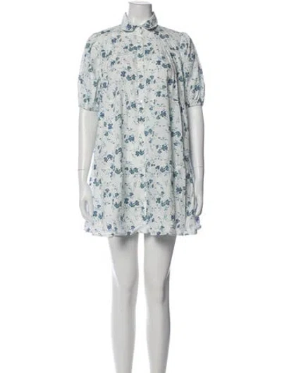 Pre-owned Emporio Sireneuse Floral Print Mini Dress In White