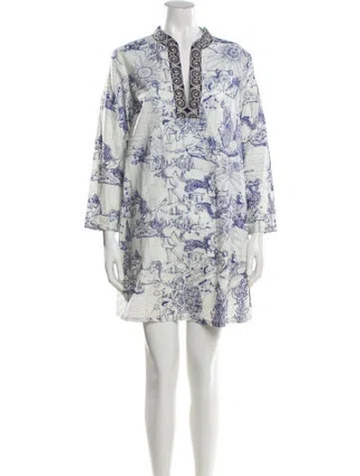 Pre-owned Emporio Sireneuse Floral Print Mini Dress In White