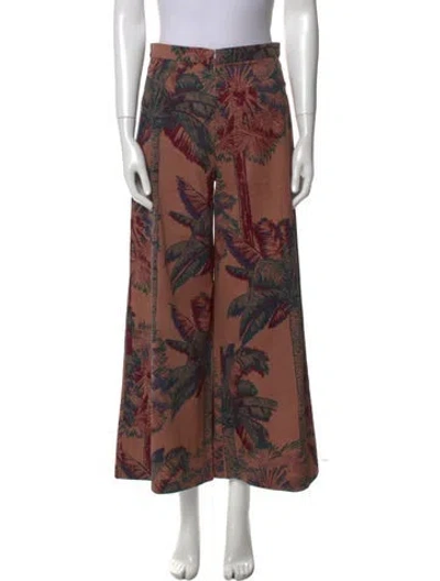 Pre-owned Emporio Sireneuse Floral Print Wide Leg Pants In Red