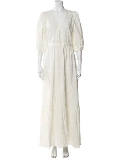 Pre-owned Emporio Sireneuse Lace Pattern Long Dress In Neutral