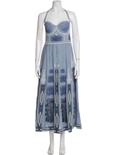 Pre-owned Emporio Sireneuse Linen Long Dress In Blue