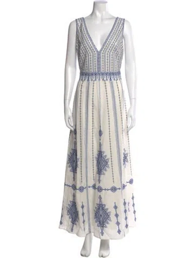 Pre-owned Emporio Sireneuse Linen Long Dress In Multi