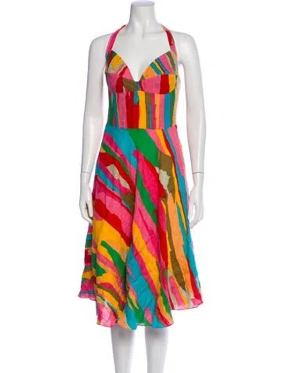 Pre-owned Emporio Sireneuse Linen Long Dress In Multi