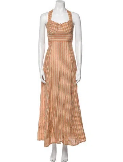 Pre-owned Emporio Sireneuse Linen Long Dress In Neutral