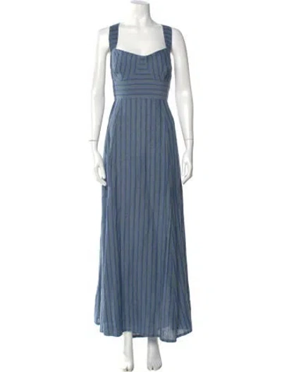 Pre-owned Emporio Sireneuse Linen Long Dress W/ Tags In Blue
