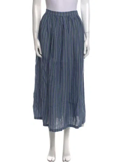Pre-owned Emporio Sireneuse Linen Midi Length Skirt In Blue