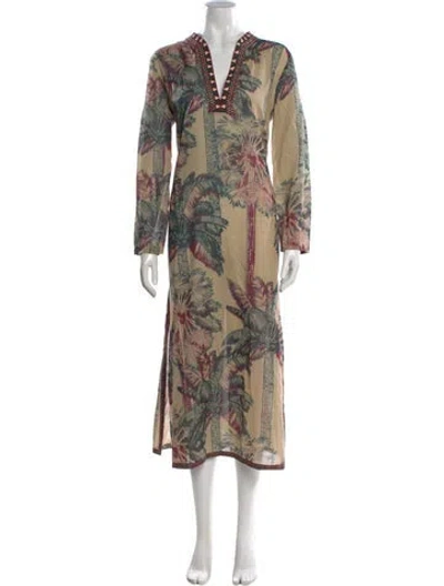 Pre-owned Emporio Sireneuse Paisley Print Long Dress In Neutral