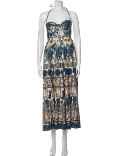Pre-owned Emporio Sireneuse Printed Long Dress In Blue