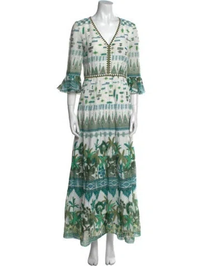 Pre-owned Emporio Sireneuse Printed Long Dress In Green