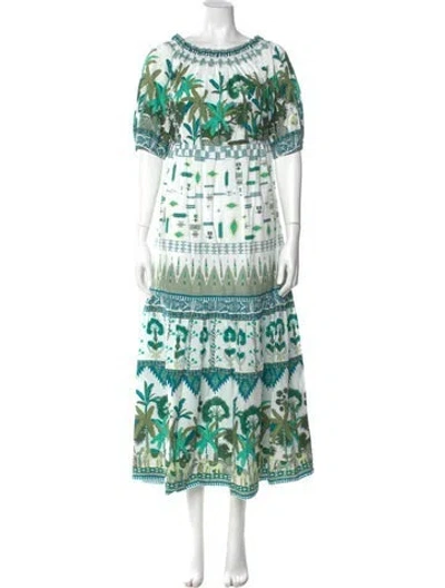 Pre-owned Emporio Sireneuse Printed Long Dress In Green