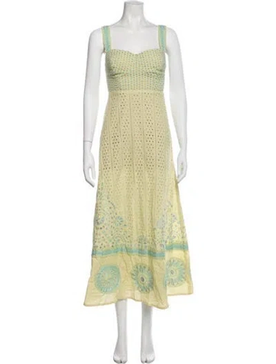 Pre-owned Emporio Sireneuse Printed Long Dress In Green