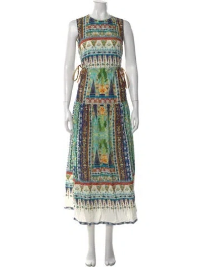 Pre-owned Emporio Sireneuse Printed Long Dress In Green