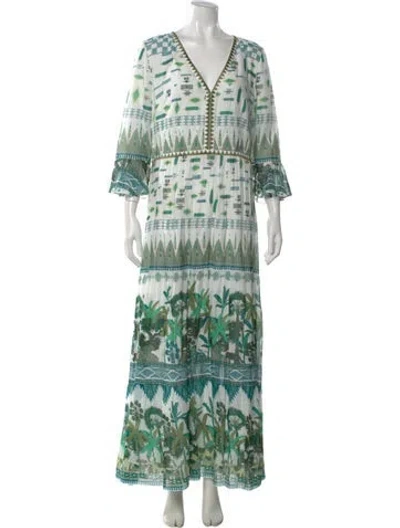 Pre-owned Emporio Sireneuse Printed Long Dress In Green