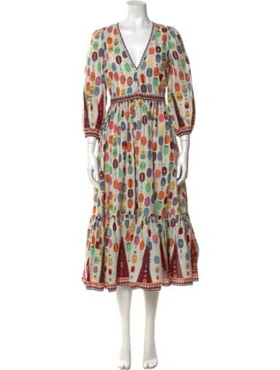 Pre-owned Emporio Sireneuse Printed Long Dress In Multi