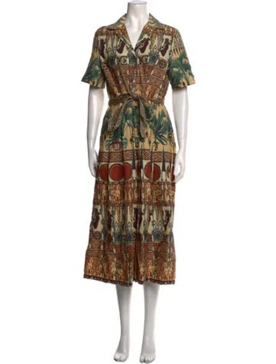 Pre-owned Emporio Sireneuse Printed Long Dress In Neutral