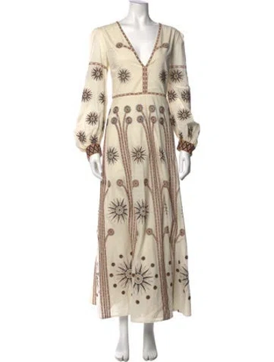 Pre-owned Emporio Sireneuse Printed Long Dress In Neutral