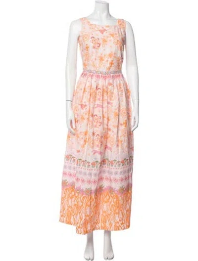 Pre-owned Emporio Sireneuse Printed Long Dress In Orange