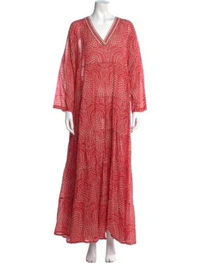 Pre-owned Emporio Sireneuse Printed Long Dress In Red