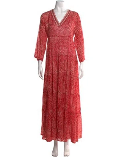 Pre-owned Emporio Sireneuse Printed Long Dress In Red