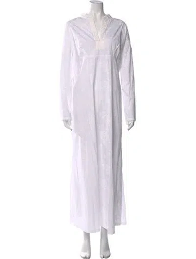 Pre-owned Emporio Sireneuse Printed Long Dress In White