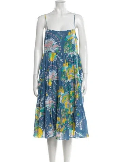 Pre-owned Emporio Sireneuse Printed Midi Length Dress In Blue
