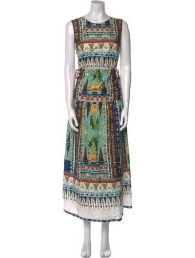 Pre-owned Emporio Sireneuse Printed Midi Length Dress In Green
