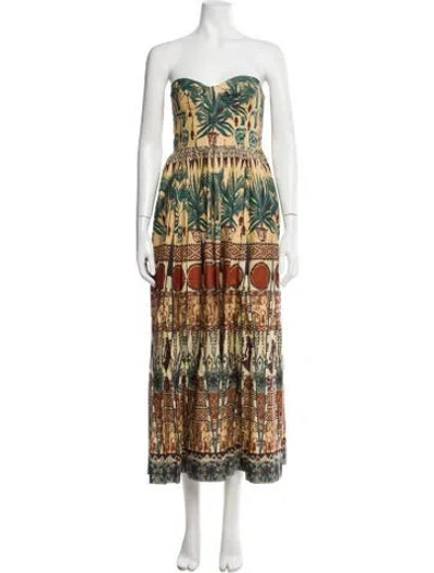 Pre-owned Emporio Sireneuse Printed Midi Length Dress In Green