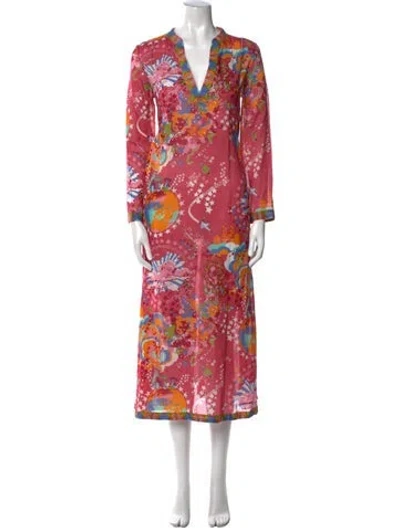 Pre-owned Emporio Sireneuse Printed Midi Length Dress In Pink