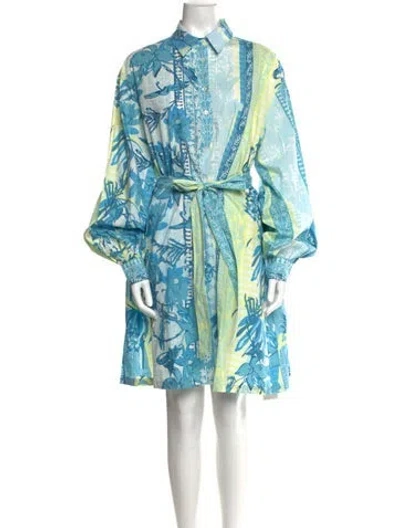 Pre-owned Emporio Sireneuse Printed Mini Dress In Blue