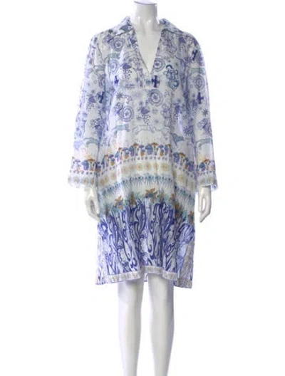 Pre-owned Emporio Sireneuse Printed Mini Dress In White