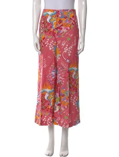 Pre-owned Emporio Sireneuse Printed Wide Leg Pants In Pink