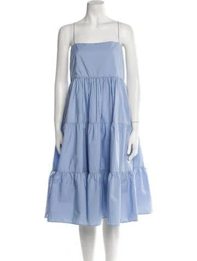 Pre-owned Emporio Sireneuse Square Neckline Midi Length Dress In Blue