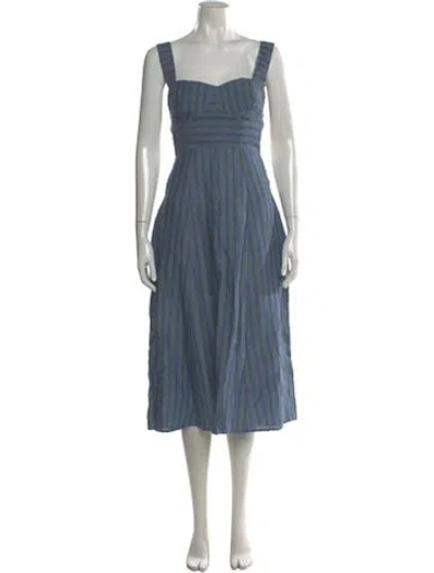 Pre-owned Emporio Sireneuse Square Neckline Midi Length Dress In Blue